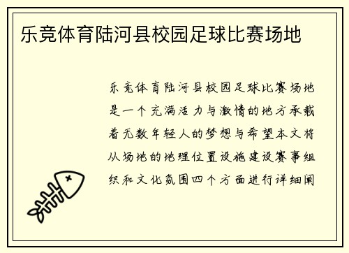 乐竞体育陆河县校园足球比赛场地